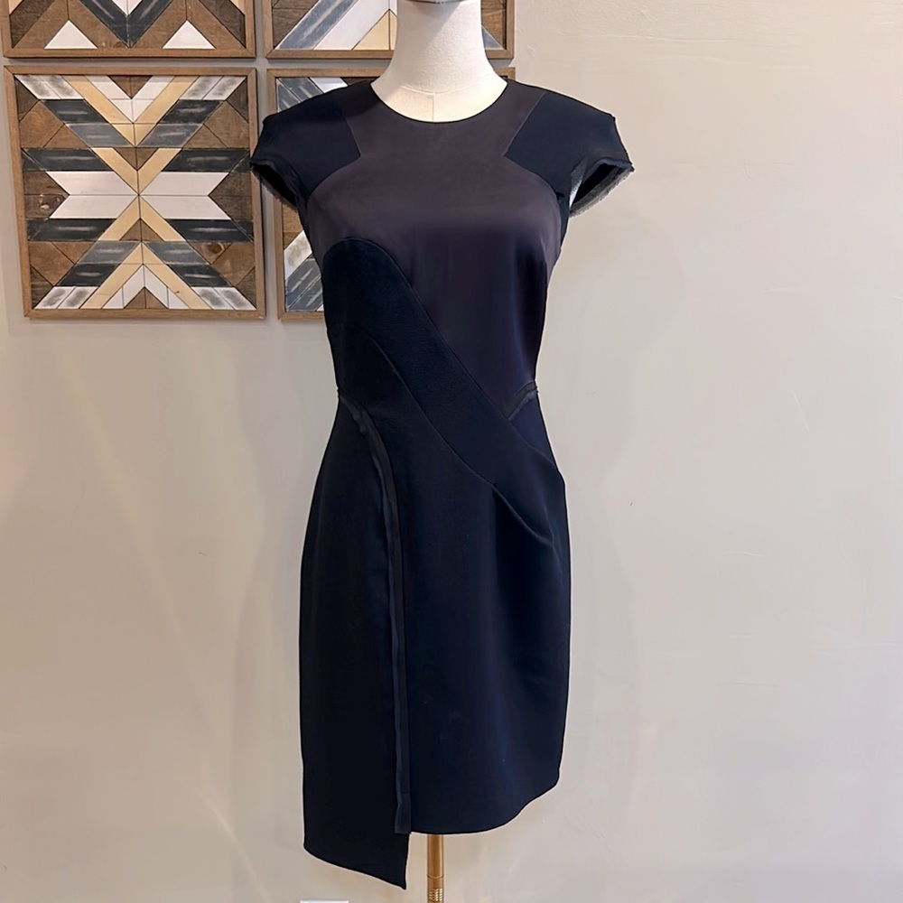 Bcbg Maxazria Runway Asymmetrical Patchwork Navy … - image 2